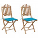 Chaises pliables de jardin 2 pcs avec coussins bambou - Couleur au choix Bleu-royal