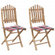 Chaises pliables de jardin 2 pcs avec coussins bambou - Couleur au choix Carreaux-rouge