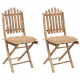 Chaises pliables de jardin 2 pcs avec coussins bambou - Couleur au choix Beige