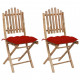 Chaises pliables de jardin 2 pcs avec coussins bambou - Couleur au choix Rouge