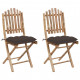 Chaises pliables de jardin 2 pcs avec coussins bambou - Couleur au choix Taupe