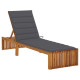 Transat chaise longue bain de soleil de jardin terrasse d'extérieur avec coussin bois d'acacia solide - Couleur au choix Anthracite