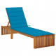 Chaise longue avec coussin bois d'acacia solide - Couleur au choix Bleu