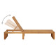 Transat chaise longue bain de soleil lit de jardin terrasse meuble d'extérieur avec coussin bois d'acacia solide helloshop26 02_0012344 