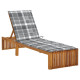 Transat chaise longue bain de soleil de jardin terrasse d'extérieur avec coussin bois d'acacia solide - Couleur au choix Carreaux-gris