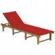 Chaise longue pliable avec coussin bois d'acacia solide - Couleur au choix Rouge