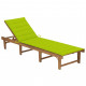 Chaise longue pliable avec coussin bois d'acacia solide - Couleur au choix Vert Vif