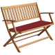 Banc de jardin avec coussin 120 cm bois d'acacia massif - Couleur du coussin au choix Rouge-bordeaux