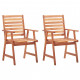 Chaises à dîner d'extérieur 2 pcs avec coussins acacia massif - Crème 