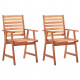 Chaises à dîner d'extérieur 2 pcs avec coussins acacia massif - Rouge 