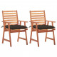 Chaises à dîner d'extérieur avec coussins acacia massif - Couleur et nombre de places au choix Taupe