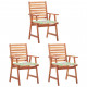 Chaises à dîner d'extérieur avec coussins acacia massif - Couleur et nombre de places au choix motif feuilles