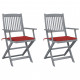 	 Chaises pliables d'extérieur avec coussins bois d'acacia - Couleur et nombre de places au choix Rouge