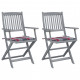 	 Chaises pliables d'extérieur avec coussins bois d'acacia - Couleur et nombre de places au choix Carreaux-rouge