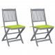 Chaises pliables d'extérieur avec coussins bois d'acacia - Couleur et nombre de places au choix Vert Vif