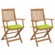 Chaises pliables de jardin avec coussins bois d'acacia - Couleur et nombre de places au choix Vert Vif