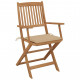 Chaises pliables de jardin 4 pcs avec coussins bois d'acacia - Beige 