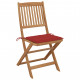 Chaises pliables de jardin 4 pcs avec coussins bois d'acacia - Rouge 