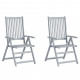 Chaises inclinables de jardin 2 pcs avec coussins bois d'acacia - Anthracite 