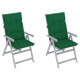 Chaises inclinables de jardin 2 pcs avec coussins bois d'acacia - Couleur et nombre de places au choix Vert