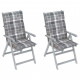 Chaises inclinables de jardin 2 pcs avec coussins bois d'acacia - Couleur et nombre de places au choix Carreaux-gris