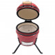 Barbecue à fumoir kamado 2-en-1 céramique 56 cm rouge 