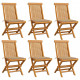 Chaises de jardin bois de teck massif avec coussins 6 pcs - Couleur au choix 