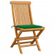 Chaises de jardin bois de teck massif avec coussins 6 pcs - Couleur au choix Vert