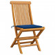 Chaises de jardin bois de teck massif avec coussins 6 pcs - Couleur au choix Bleu-royal