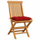 Chaises de jardin avec coussins rouge 6 pcs bois de teck massif 