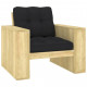Chaise de jardin bois de pin imprégné avec coussins - Couleur au choix Noir