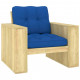 Chaise de jardin bois de pin imprégné avec coussins - Couleur au choix Bleu-royal