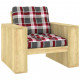 Chaise de jardin bois de pin imprégné avec coussins - Couleur au choix Carreaux-rouge