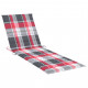 Chaise longue avec coussin carreaux rouge bois de pin imprégné 