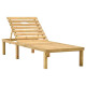 Transat chaise longue bain de soleil lit de jardin terrasse meuble d'extérieur avec table et coussin pin imprégné helloshop26 02_0012680 