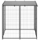 Chenil extérieur cage enclos parc animaux chien 110 x 110 x 110 cm acier noir  