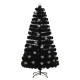 Sapin de noël et flocons de neige led noir fibre optique - Longueur au choix 