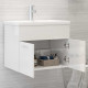 Armoire avec lavabo intégré blanc brillant aggloméré 