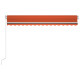 Auvent manuel rétractable avec led 400x350 cm orange et marron 