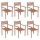 Chaises de jardin empilables bois de teck solide - Nombre de chaises au choix 6 places