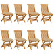 Chaises de jardin avec coussins 8 pcs teck massif - Couleur au choix Beige