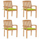 Chaises de jardin empilables avec coussins teck solide - Couleur et nombre de places au choix Vert Vif