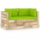 Canapé de jardin 2 places avec coussins bois imprégné de vert - Couleur au choix Vert Vif