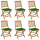 Chaises pliables de jardin avec coussins bois d'acacia - Couleur et nombre de places au choix Vert