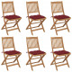 Chaises pliables de jardin avec coussins bois d'acacia - Couleur et nombre de places au choix Rouge-bordeaux