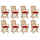 Chaises pliables d'extérieur avec coussins 8 pcs bois d'acacia - Couleur au choix Rouge