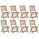 Chaises pliables d'extérieur avec coussins 8 pcs bois d'acacia - Couleur au choix 