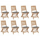 Chaises pliables d'extérieur avec coussins 8 pcs bois d'acacia - Couleur au choix Gris