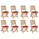 Chaises pliables d'extérieur avec coussins 8 pcs bois d'acacia - Couleur au choix Rouge