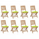 Chaises pliables d'extérieur avec coussins 8 pcs bois d'acacia - Couleur au choix Vert Vif